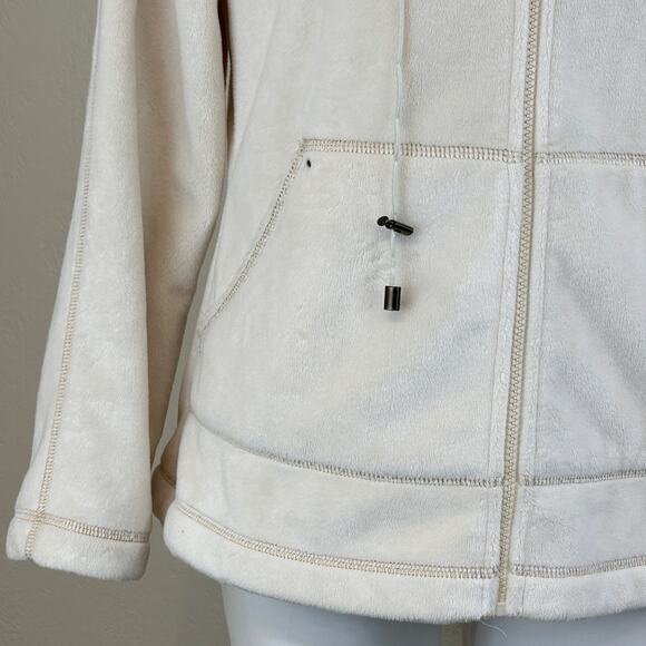 Kristen Blake Jacket Cream  Thick Ultra Soft Fleece Velour Hooded Zip Sz.M - Picture 4 of 7